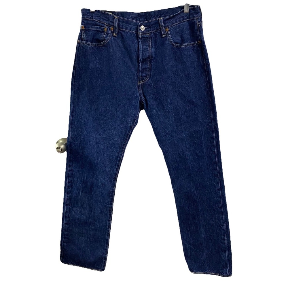 Levis 501 Mens Jeans Button Fly  Blue Denim Straight Leg Dark Wash 34x32‎ EUC